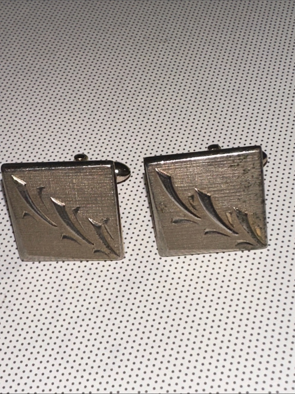 Vintage Swank Gold -Tone Square  Cufflinks with Engraved Detail